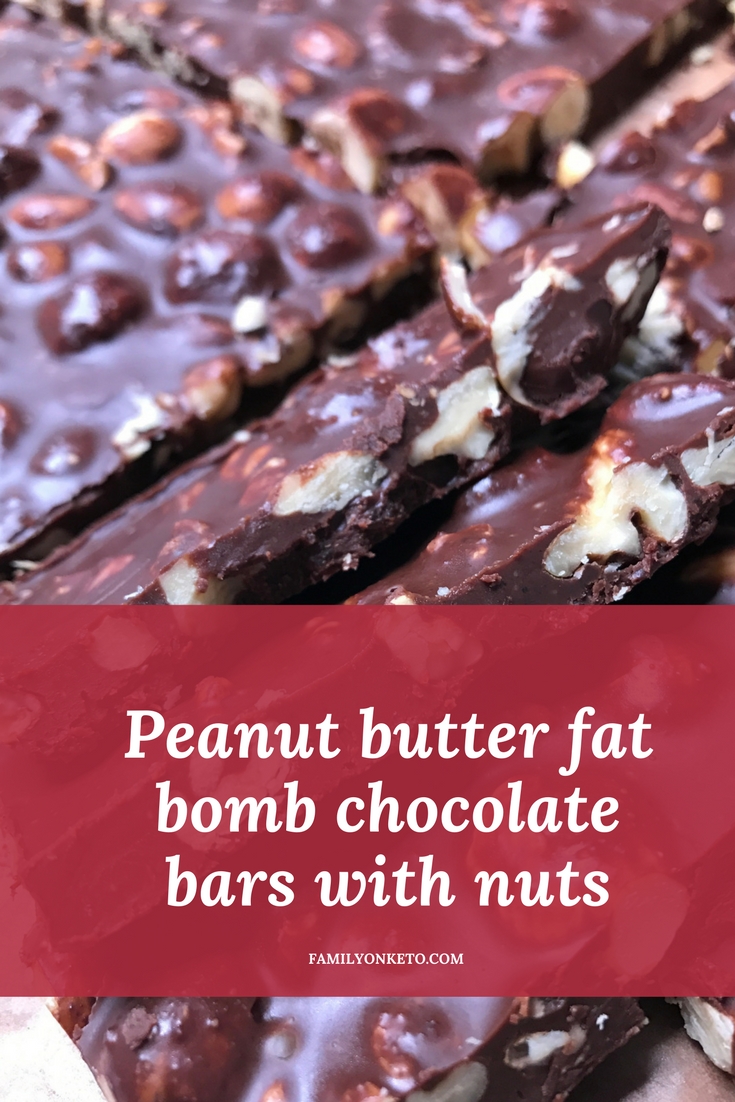 Peanut butter fat bomb chocolate bars with nuts Family On Keto
