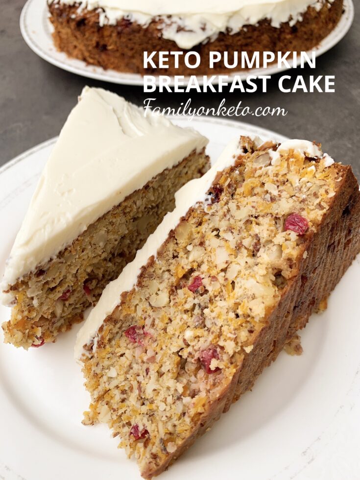 Picture of keto pumpkin breakfast cake with cream cheese icing
