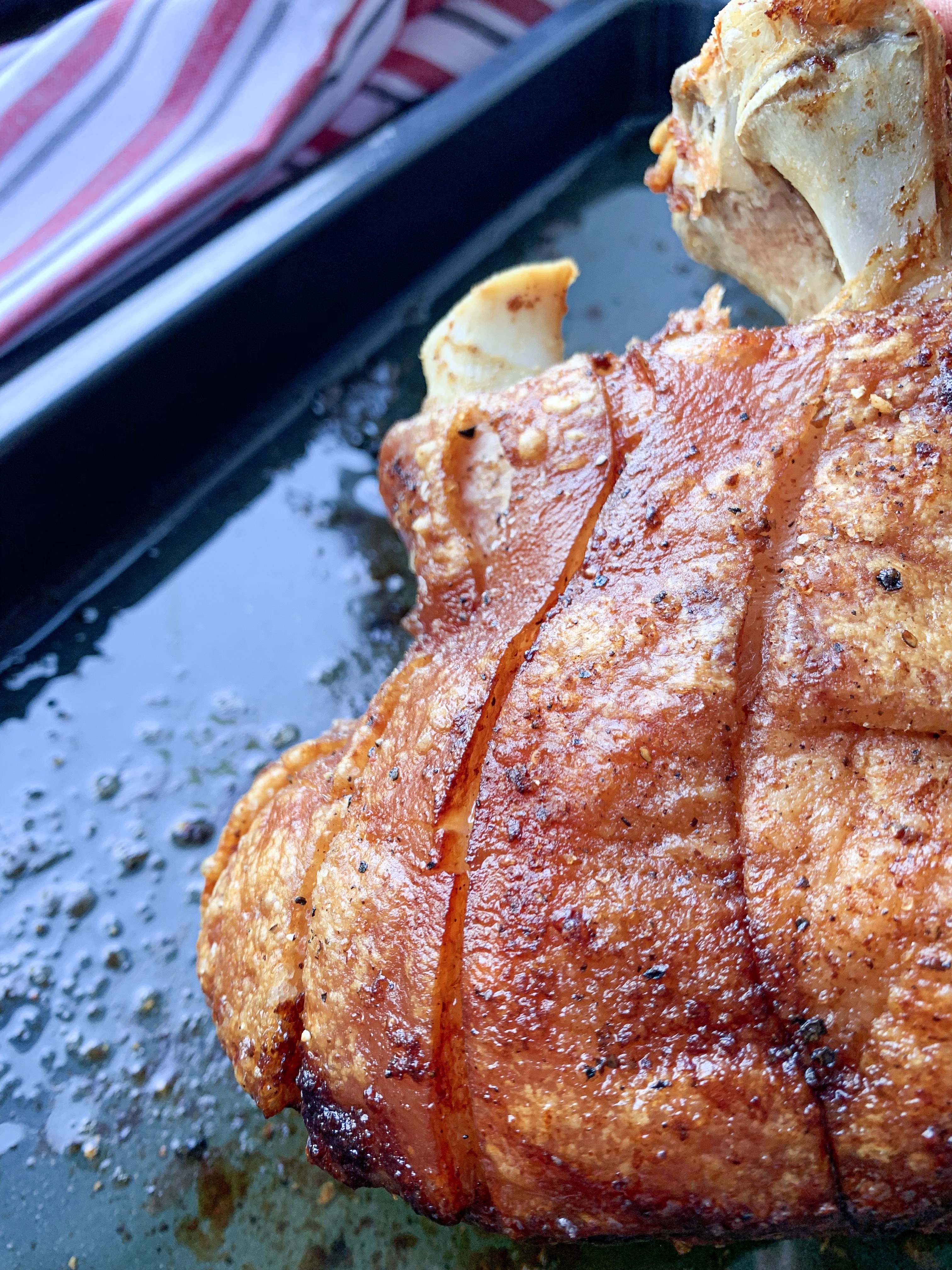 Roasted pork bone in with crispy crackling