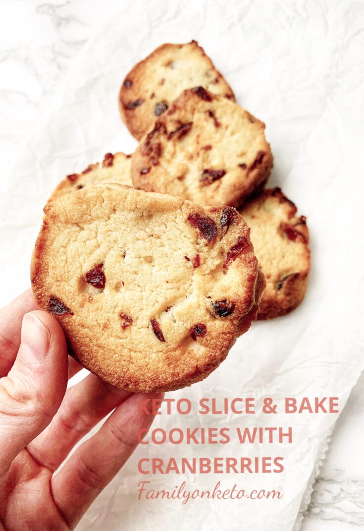 Picture of keto slice and bake sugar free cookies with cranberries
