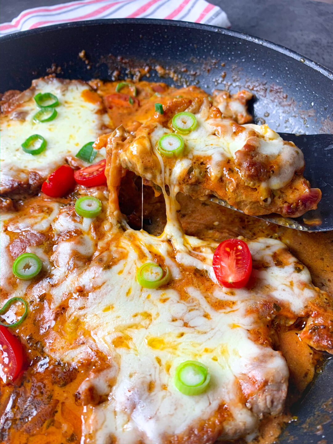 Pork neck steak with tomato sauce Family On Keto