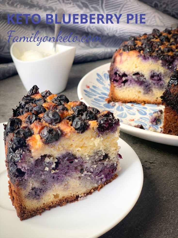 Slice of a keto blueberry pie