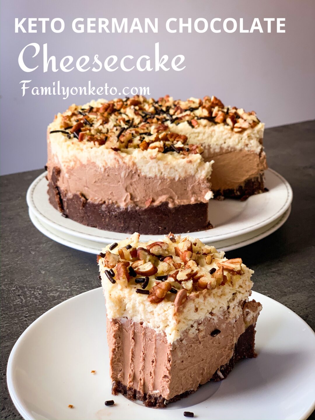 Keto German chocolate cheesecake Family On Keto