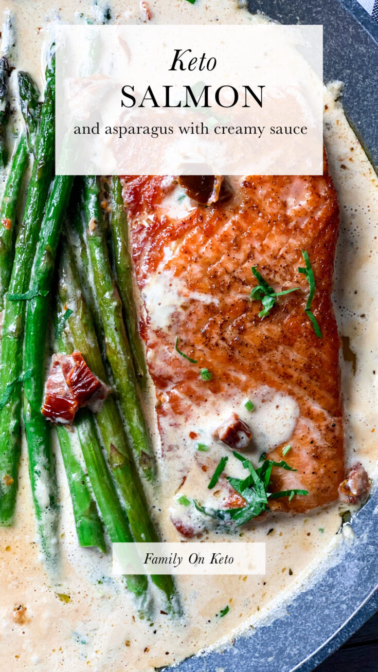 Picture of keto salmon recipe with creamy garlic butter Tuscan sauce