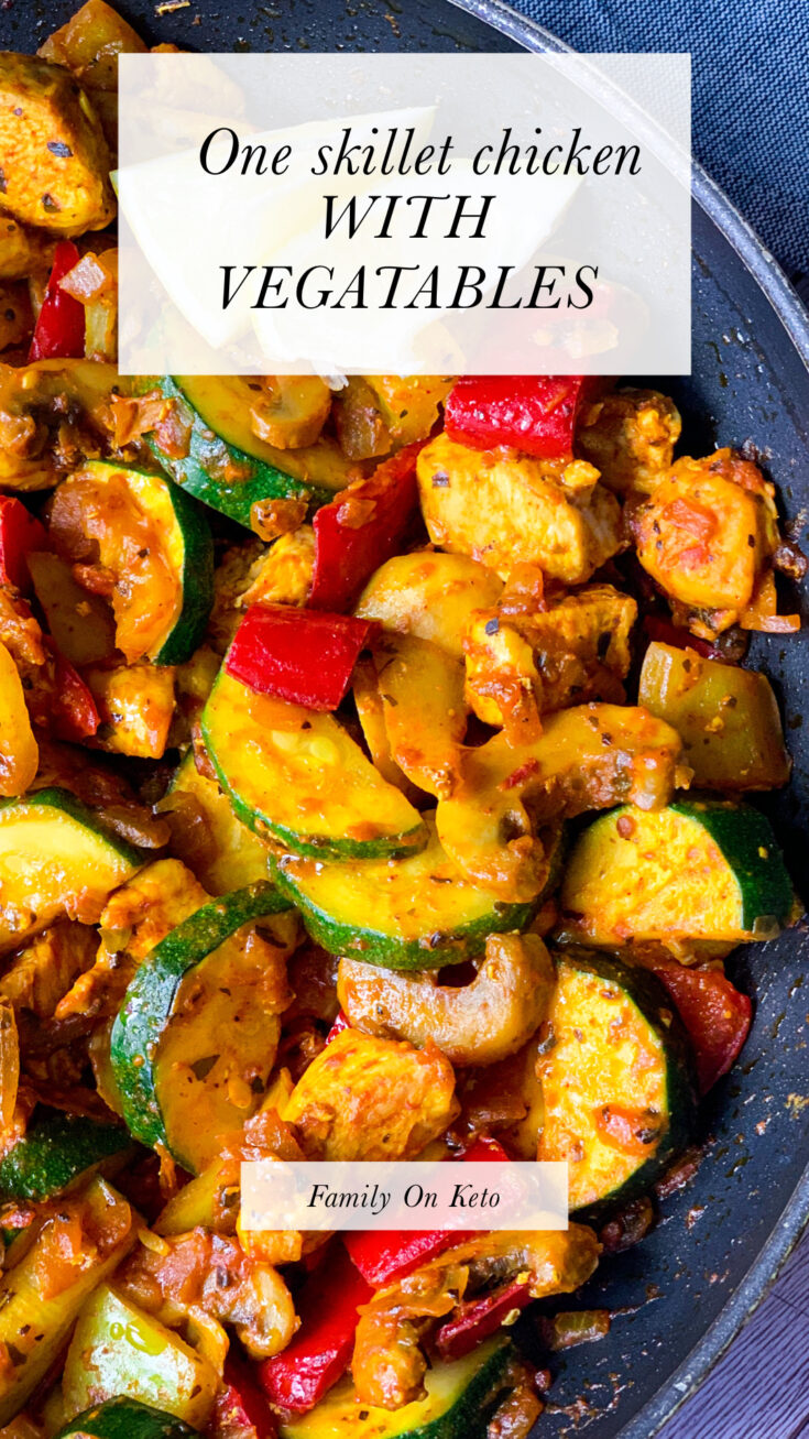 Picture of one skillet chicken with vegetables in Mediterranean way