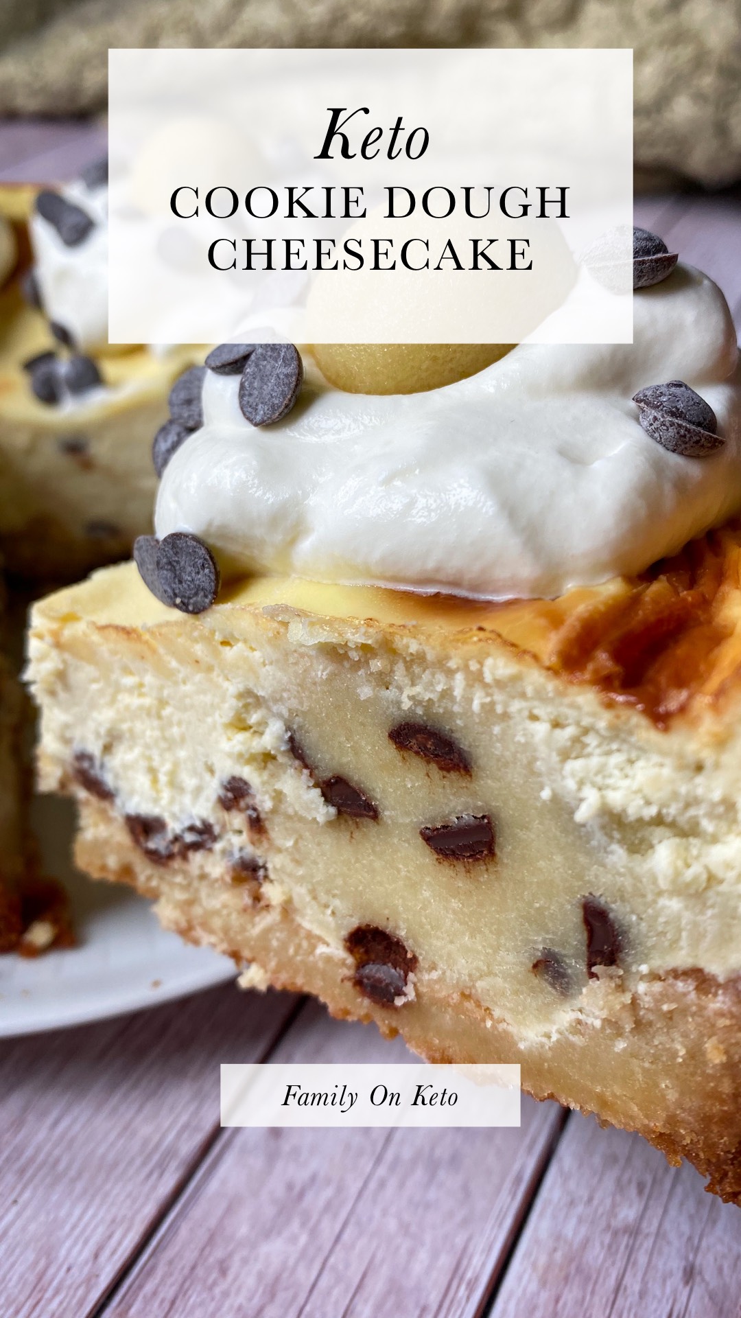 Picture of keto chocolate chip cookie dough cheesecake