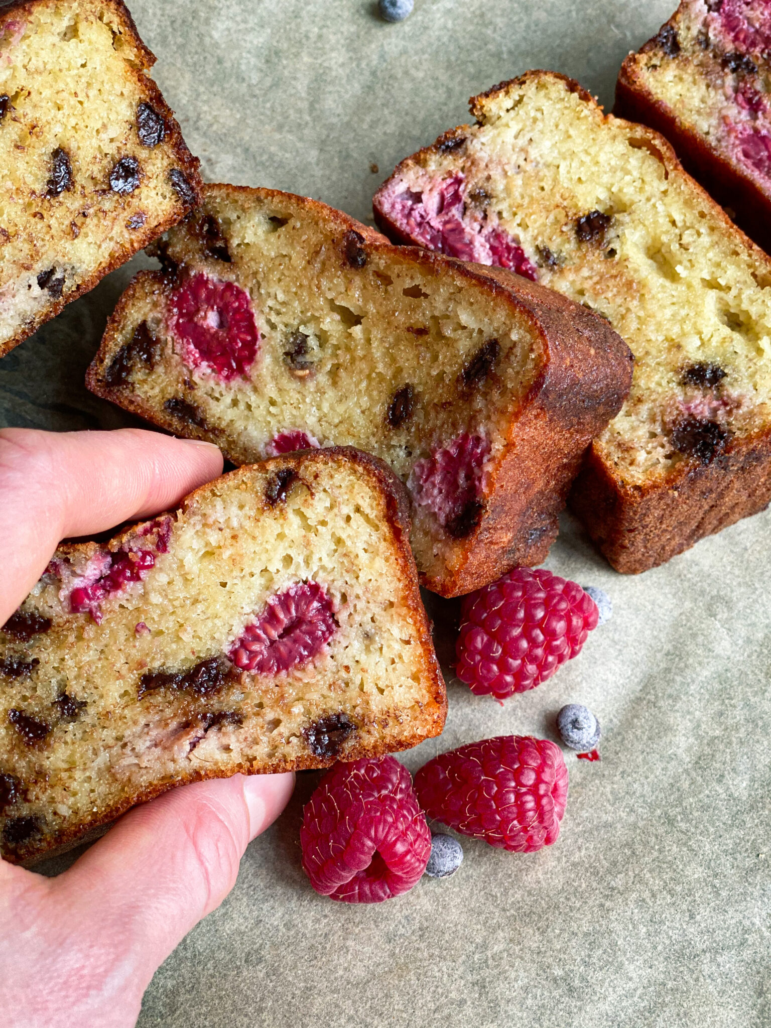 Keto Raspberry Chocolate Chip Banana Bread