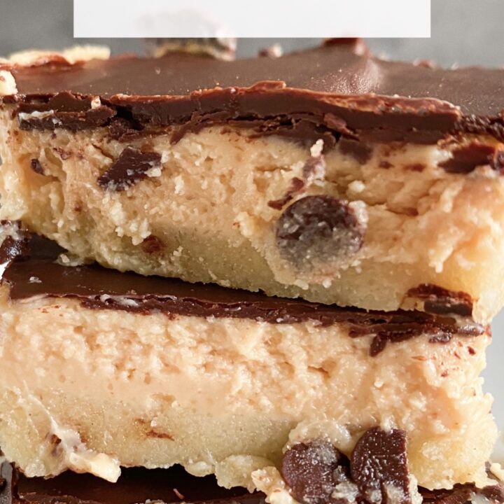 Keto no bake cookie dough peanut butter cheesecake bars-image